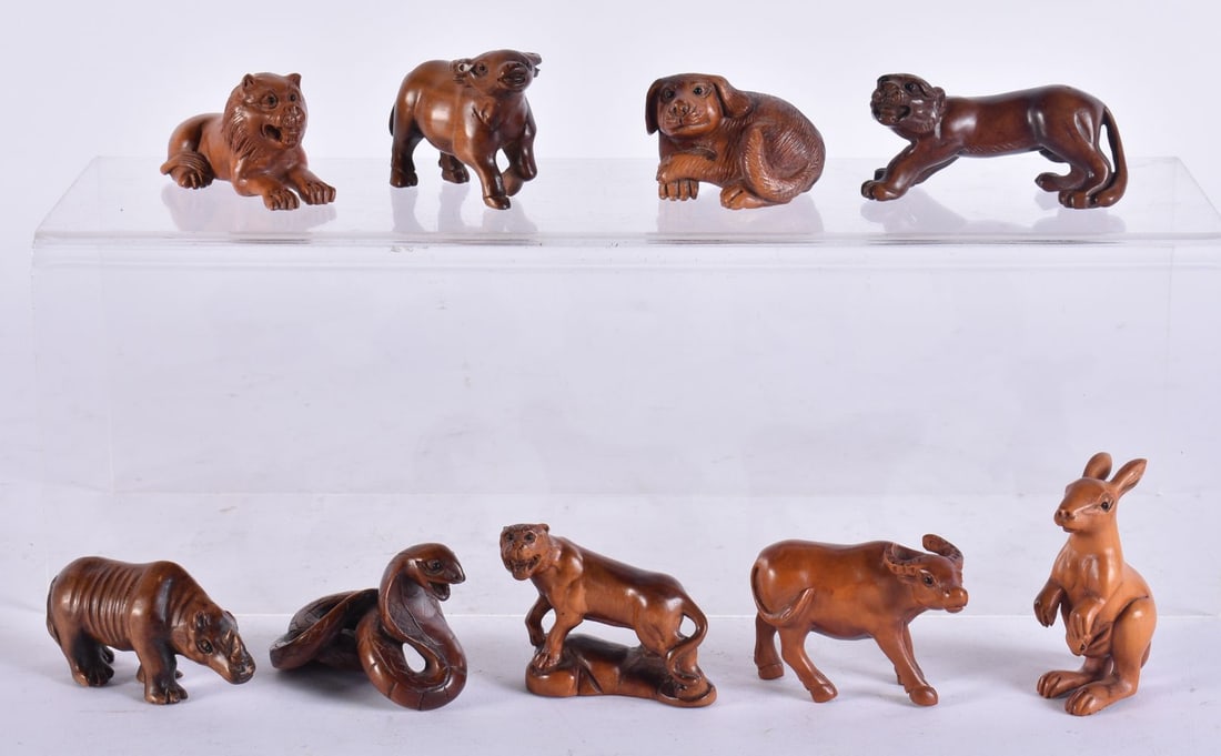 ASSORTED JAPANESE WOOD NETSUKES. (qty) (1 of 6)