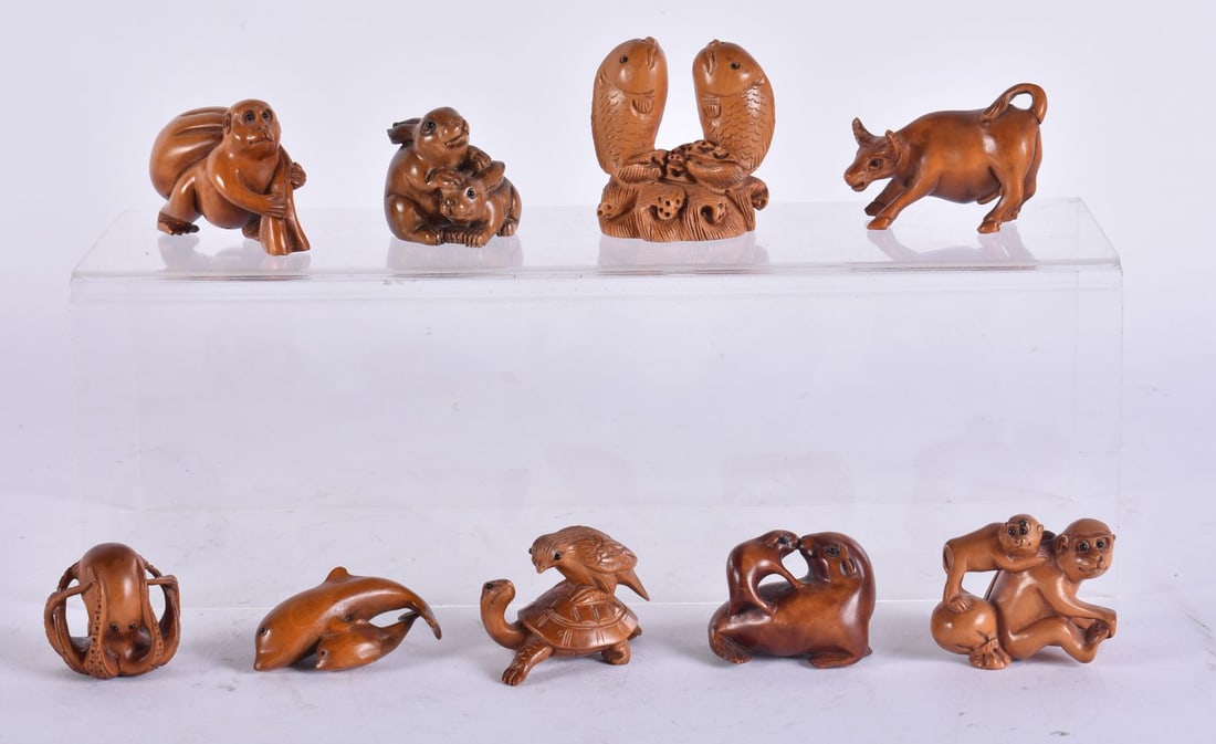 ASSORTED JAPANESE WOOD NETSUKES. (qty) (1 of 6)