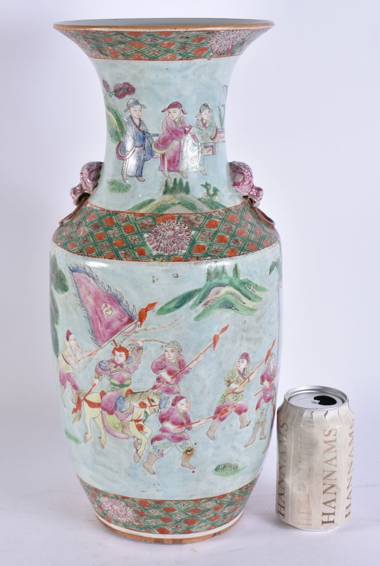 A 19TH CENTURY CHINESE CANTON FAMILLE ROSE PORCELAIN VASE Qing. 42 cm high. (1 of 8)