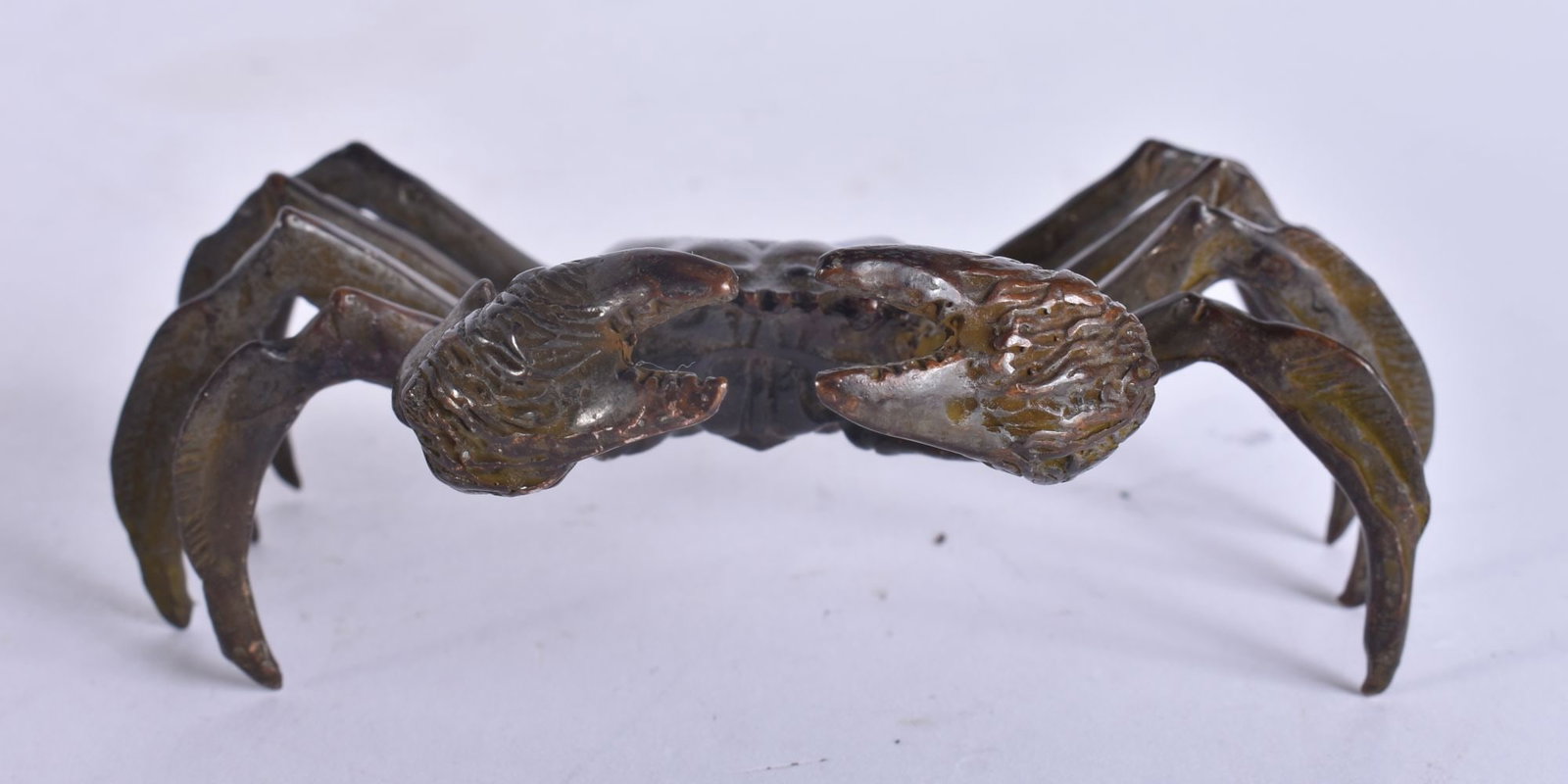 A JAPANESE BRONZE CRAB. 11 cm x 7.5 cm. (1 of 3)