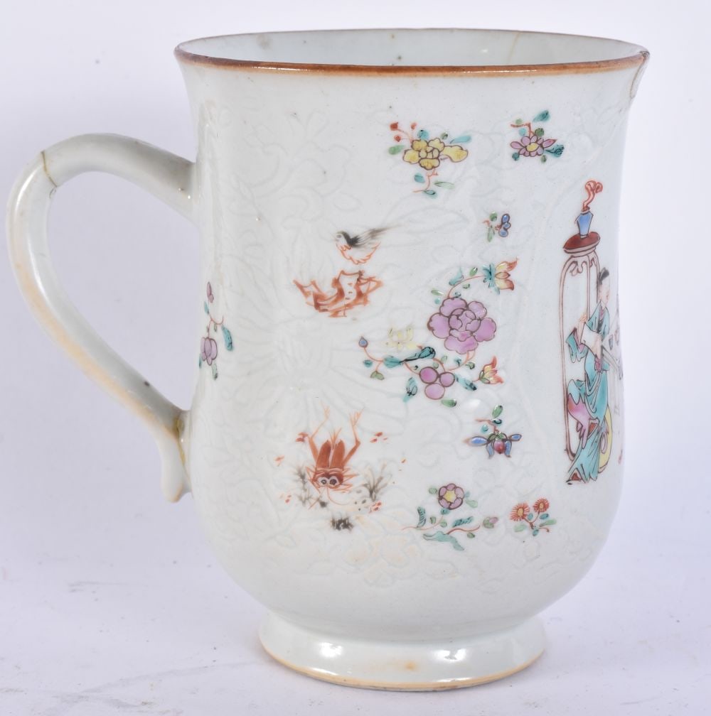 AN 18TH CENTURY CHINESE EXPORT FAMILLE ROSE PORCELAIN MUG Qianlong. 13 cm high. (1 of 6)