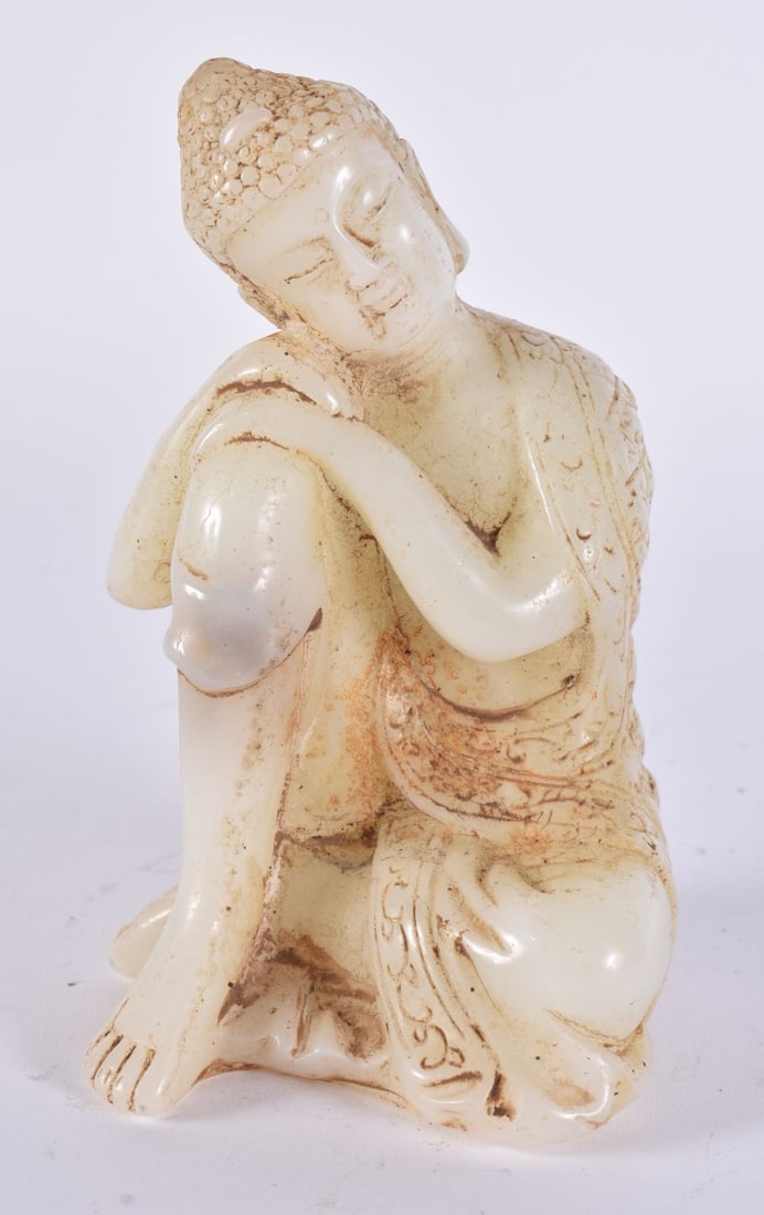 A CHINESE WHITE JADE TYPE FIGURE. 13 cm high. (1 of 5)
