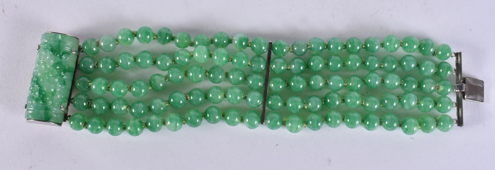 A CHINESE JADEITE GLASS BRACELET. 16.5 cm wide. (1 of 6)