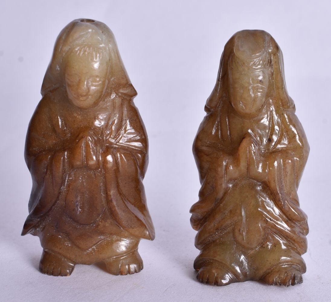 Two Carved Hardstone Figures of Guanyin. 5.4cm high (2) (1 of 4)