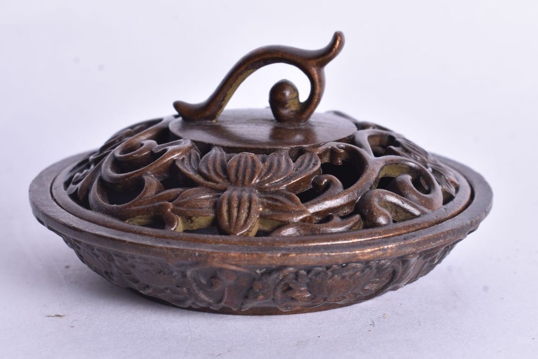 A Bronze Censer with Pierced Lid. 7.5cm diameter (1 of 5)