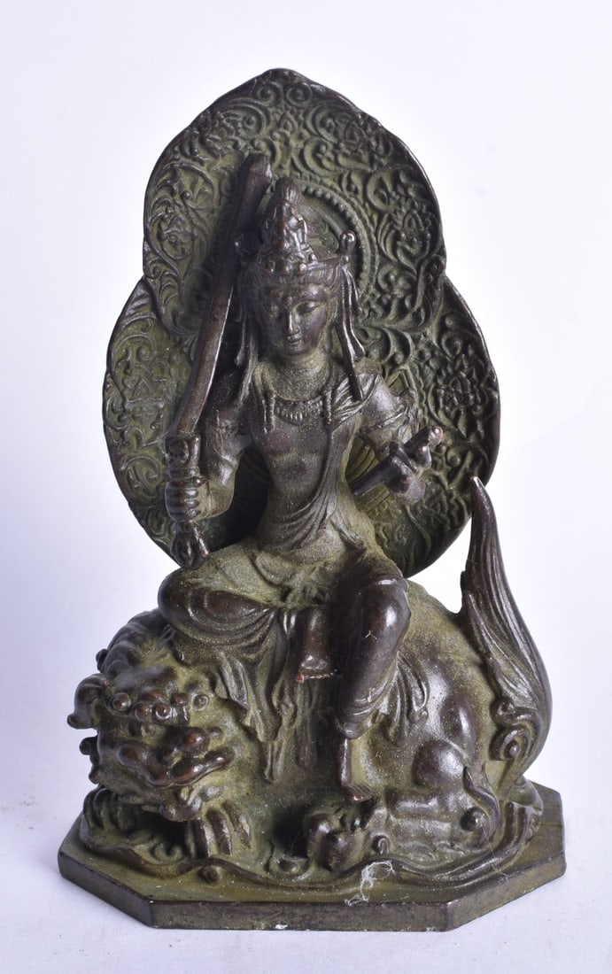 A Bronze Bodhisattva Manjusri. 11.5cm x 7.2cm x 5.2cm (1 of 4)