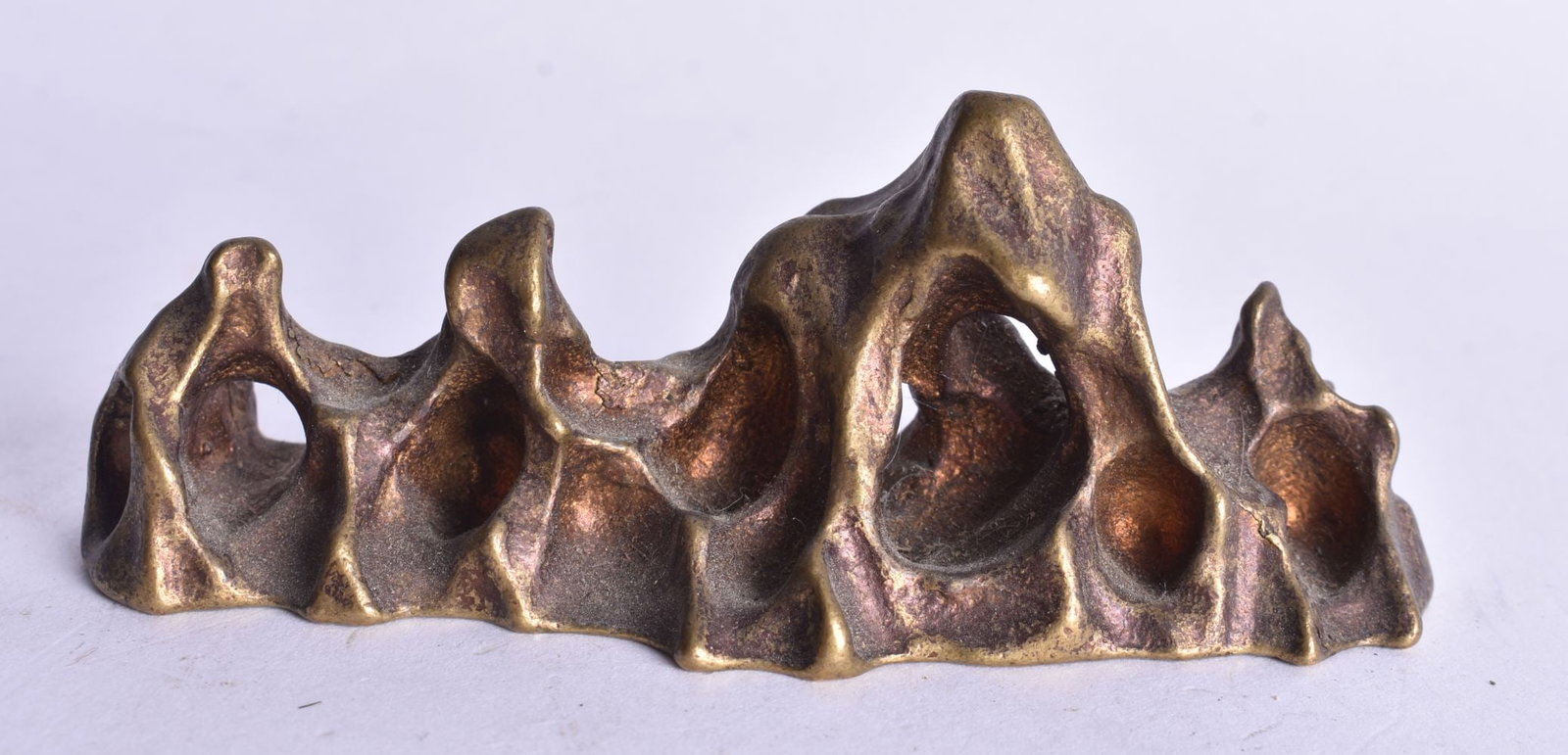 A Bronze Mountain Scroll Weight. 8cm x 2.5cm x 3cm (1 of 3)