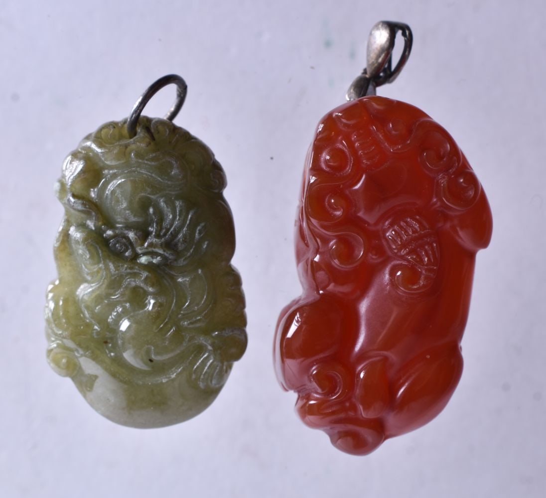 Two Hardstone Pendants. Largest 3.5cm x 2cm (2) (1 of 2)