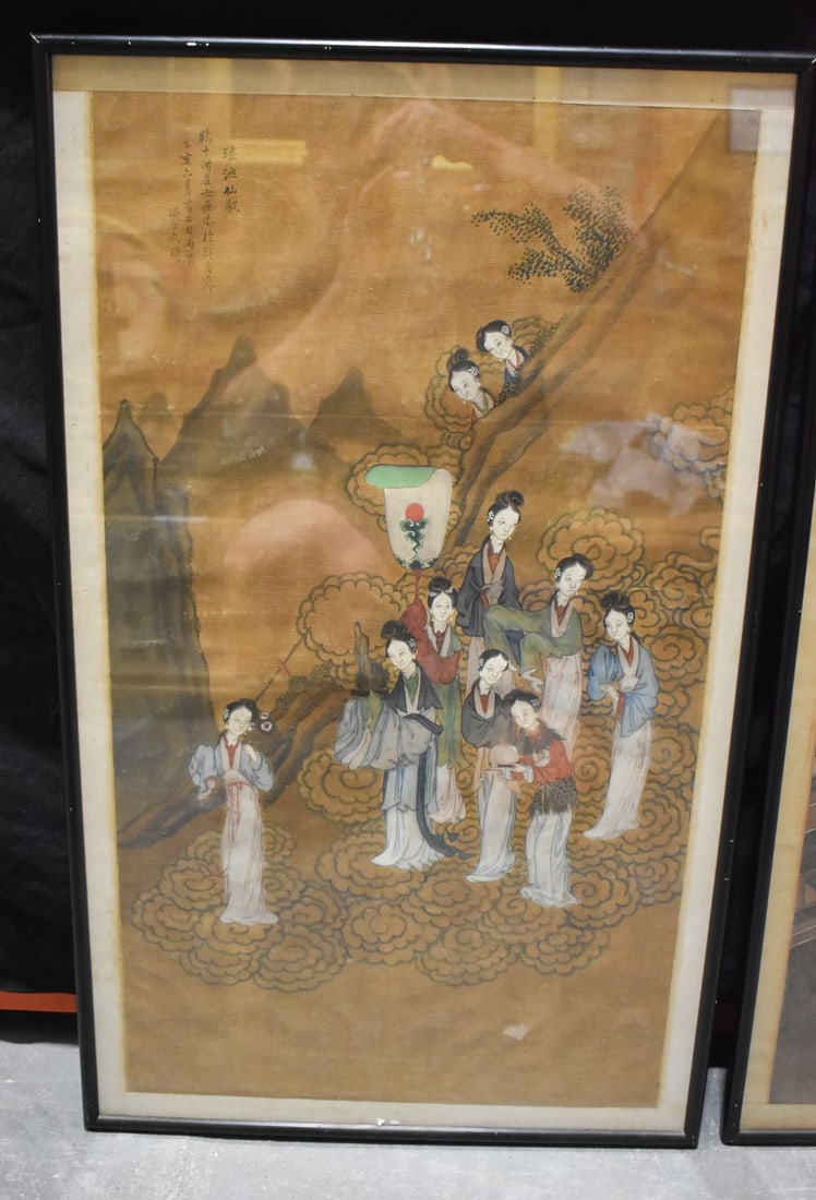 Chinese School (Late 19th Century) Pair, Watercolours, Beauties within a landscape. 88 cm x 48 cm. (1 of 11)