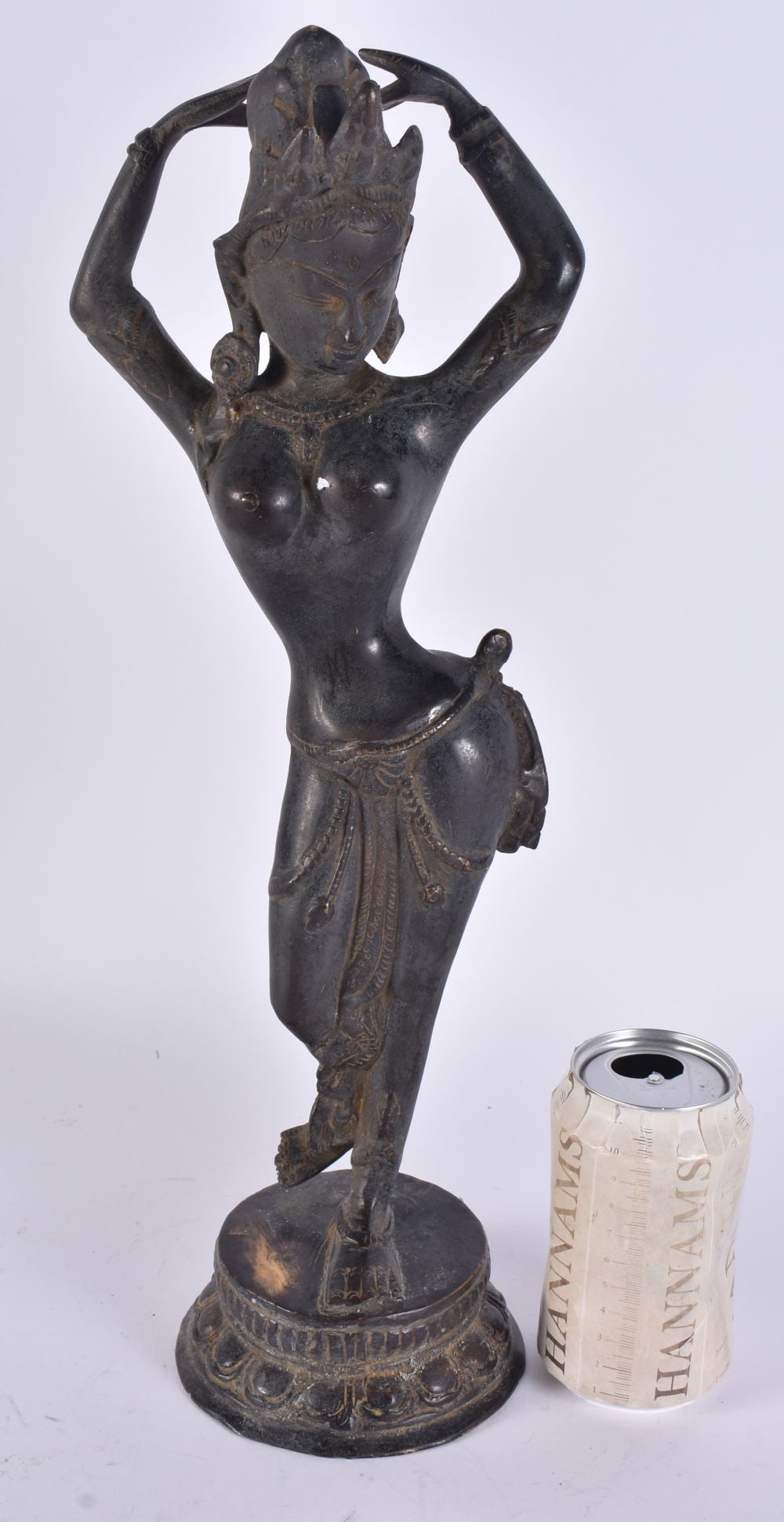 A LARGE ANTIQUE SOUTH EAST ASIAN BRONZE DEITY. 42 cm high. (1 of 5)
