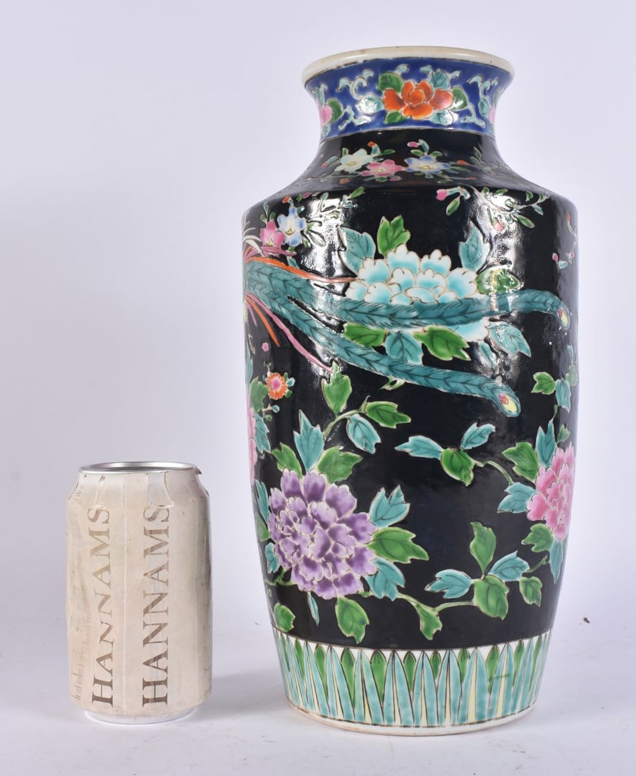 A 19TH CENTURY JAPANESE MEIJI PERIOD AO KUTANI VASE. 30 cm high. (1 of 3)
