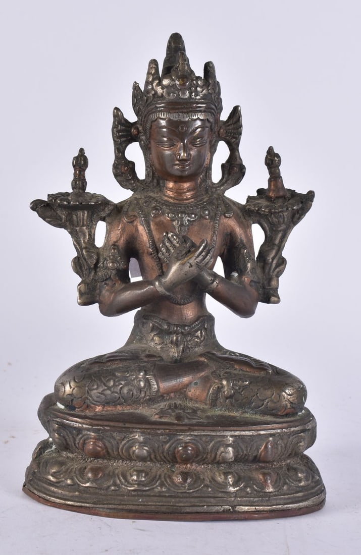 A LATE 19TH CENTURY INDIAN TIBETAN BRONZE BUDDHA. 19.5 cm high. (1 of 4)