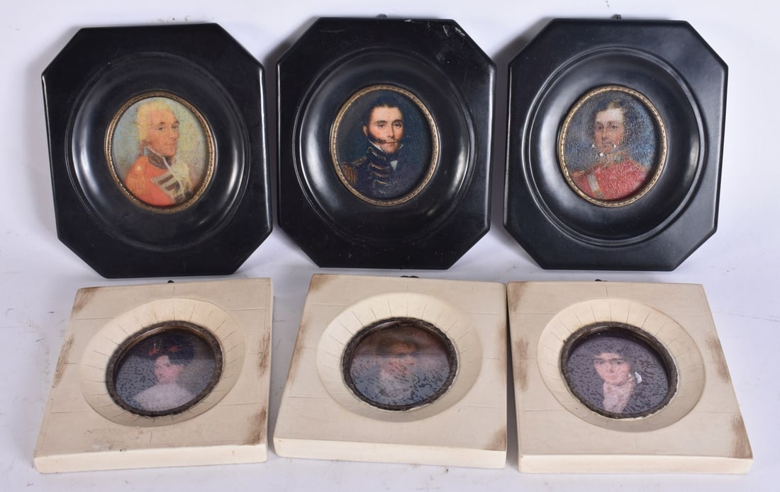 FIVE PORTRAIT MINIATURES. 12 cm x 10 cm. (5) (1 of 6)