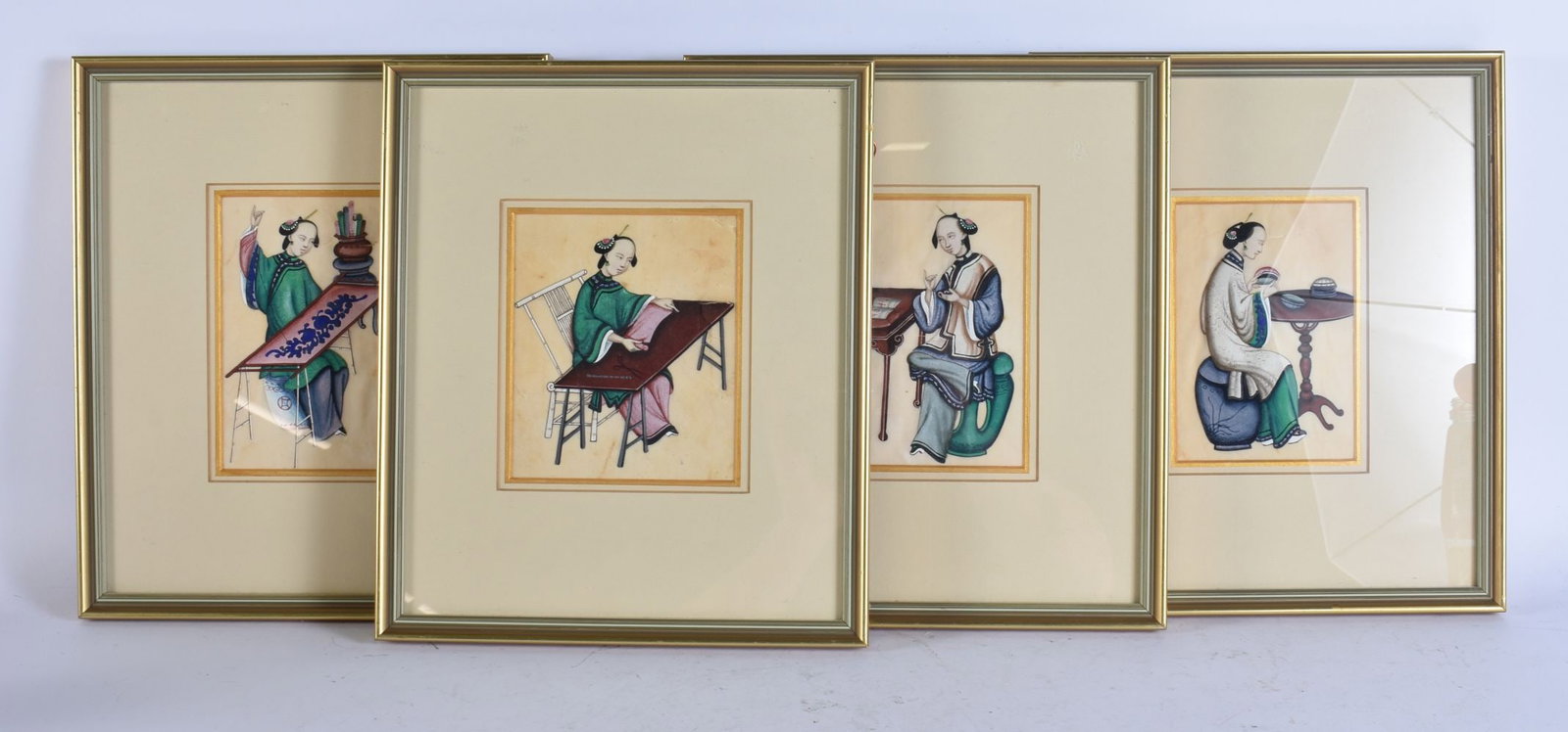 Chinese School (19th Century) 4 x Watercolours, Pith paper. 32 cm x 24 cm, image 15 cm x 10 cm. (4) (1 of 5)