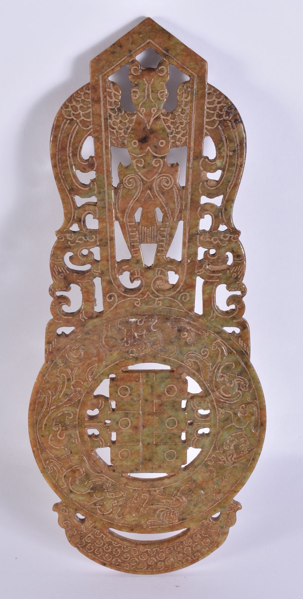 A LARGE CHINESE JADE AMULET. 28 cm x 12 cm. (1 of 5)
