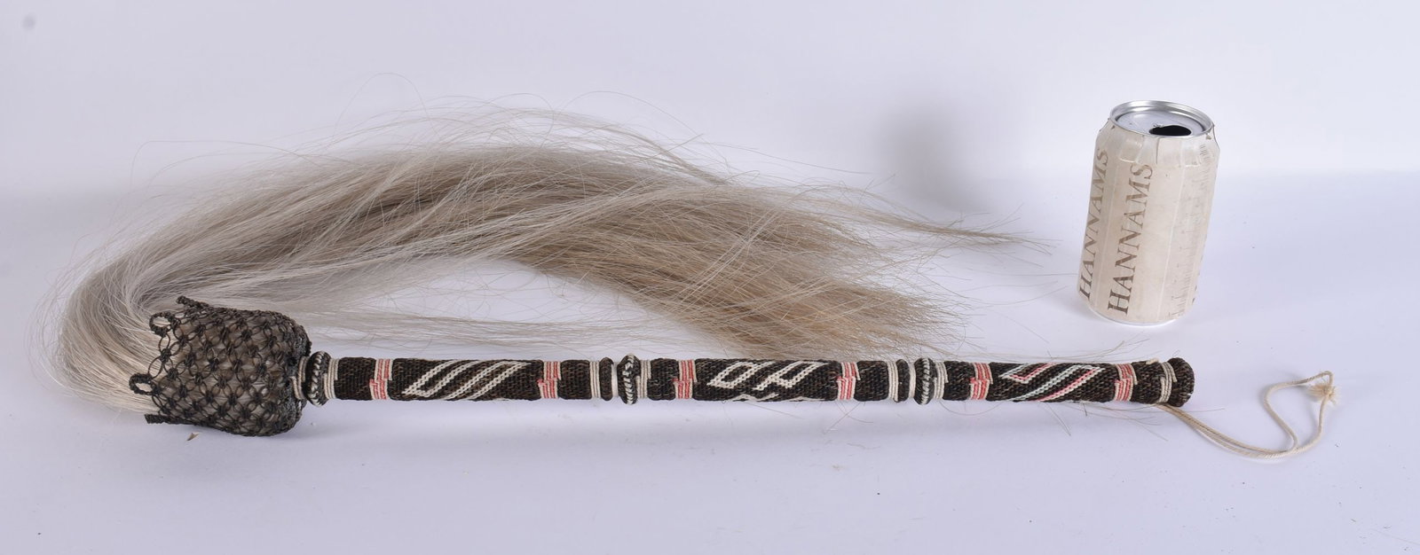 AN AFRICAN ELEPHANT HAIR TRIBAL FLY WHISK. 56 cm long. (1 of 6)
