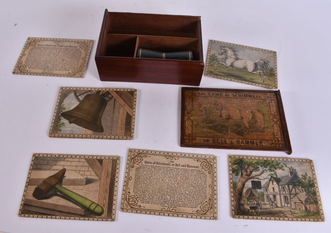 A VINTAGE BELL AND HAMMER GAME. 16 cm x 11 cm. (1 of 3)