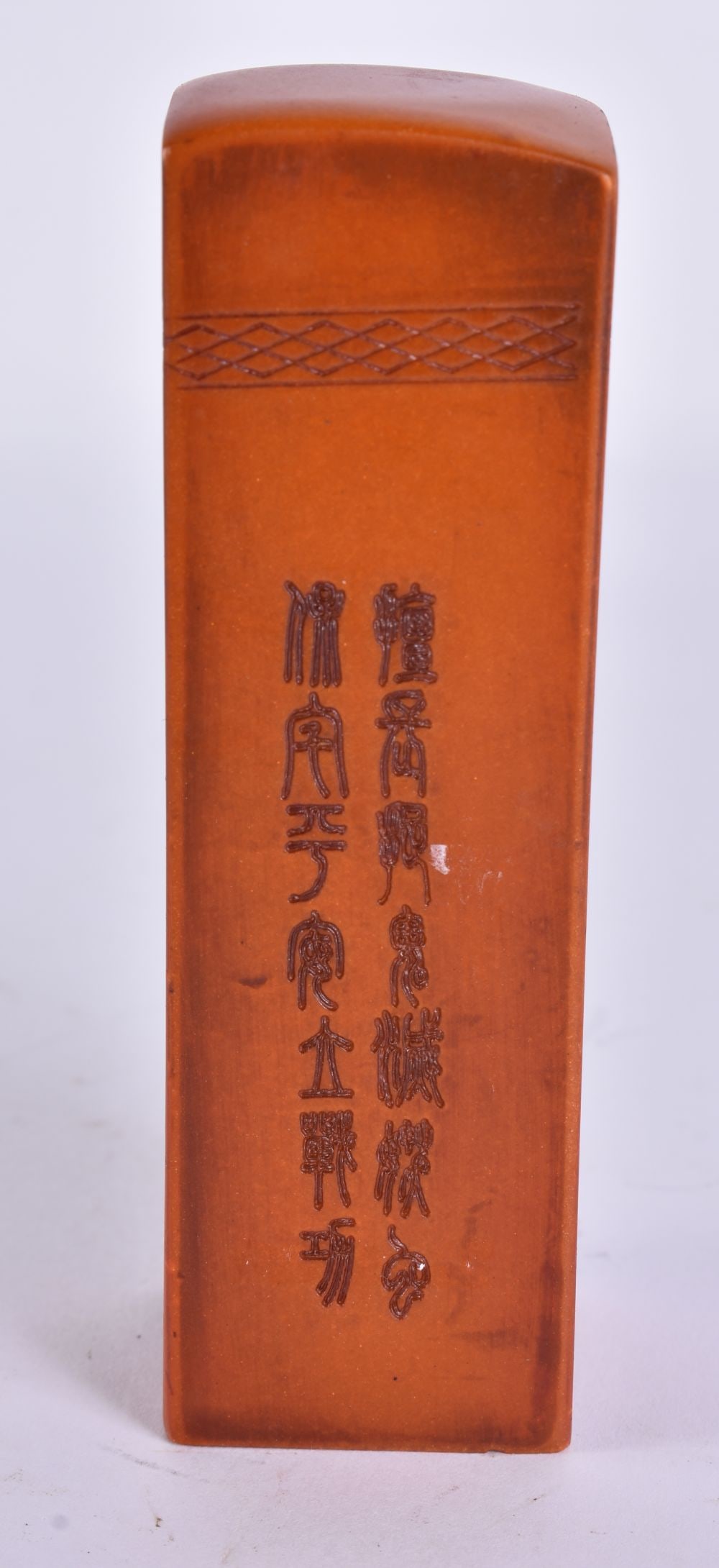 AN ORANGE CHINESE SEAL. 11 cm high. (1 of 5)