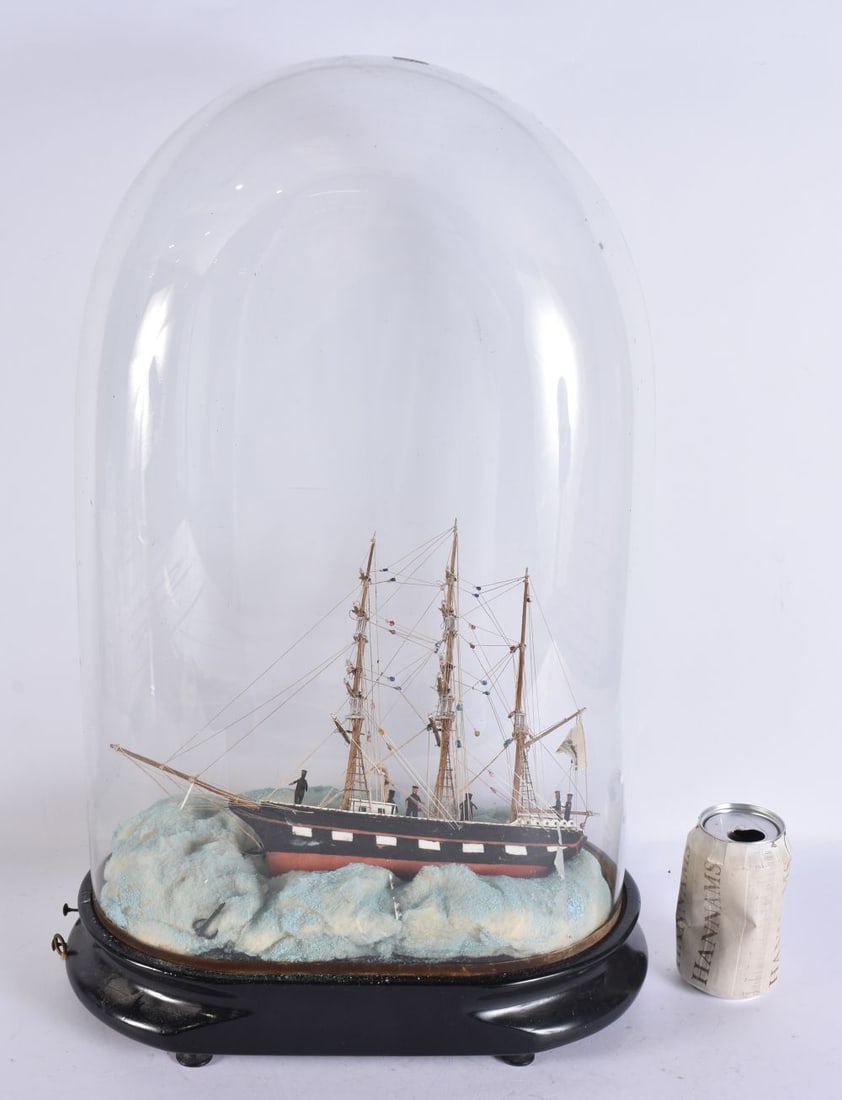 AN UNUSUAL VICTORIAN MUSICAL SHIPS DIORAMA. 52 cm x 42 cm. (1 of 4)