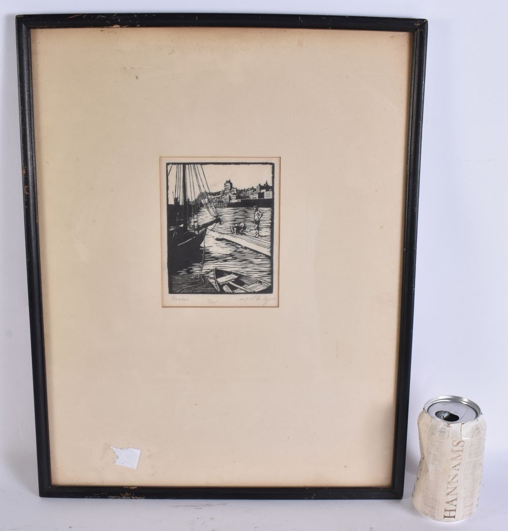 AN ENGRAVING OF QUEBEC. 48 cm x 32 cm, image 14 cm x 11 cm. (1 of 4)