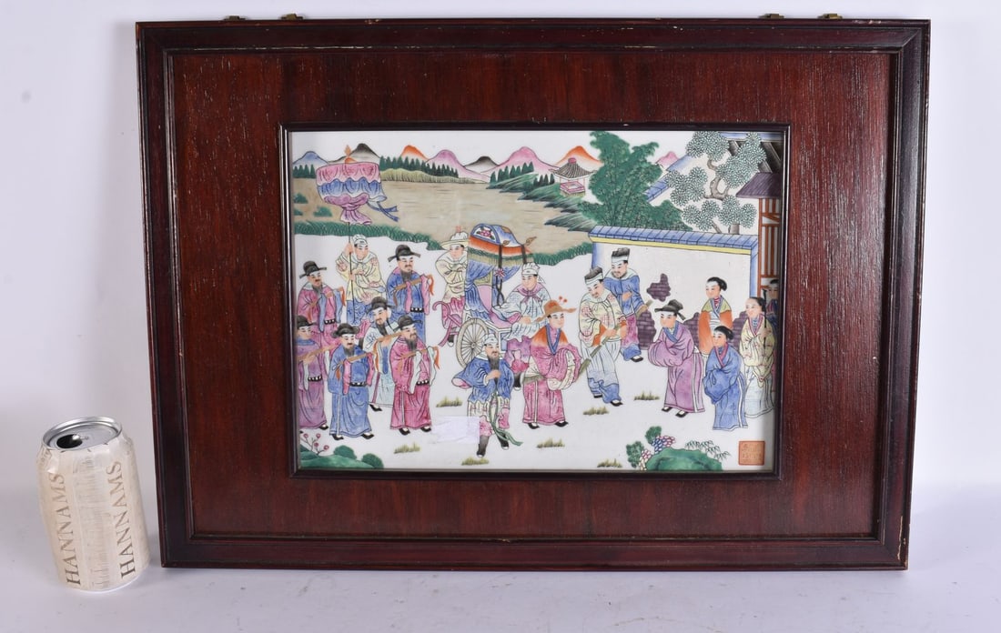 A CHINESE REPUBLICAN PERIOD FAMILLE ROSE PLAQUE. 54 cm x 38 cm. (1 of 7)
