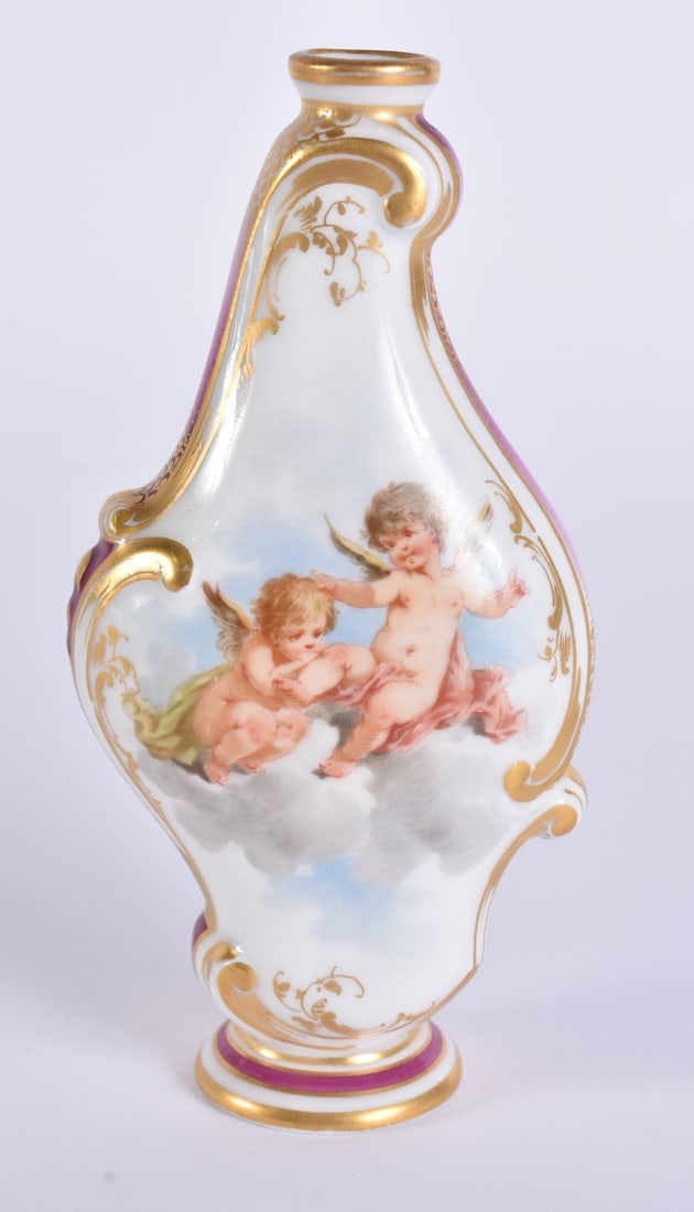 A 19TH CENTURY KPM BERLIN PORCELAIN SCENT BOTTLE. 9 cm high. (1 of 6)