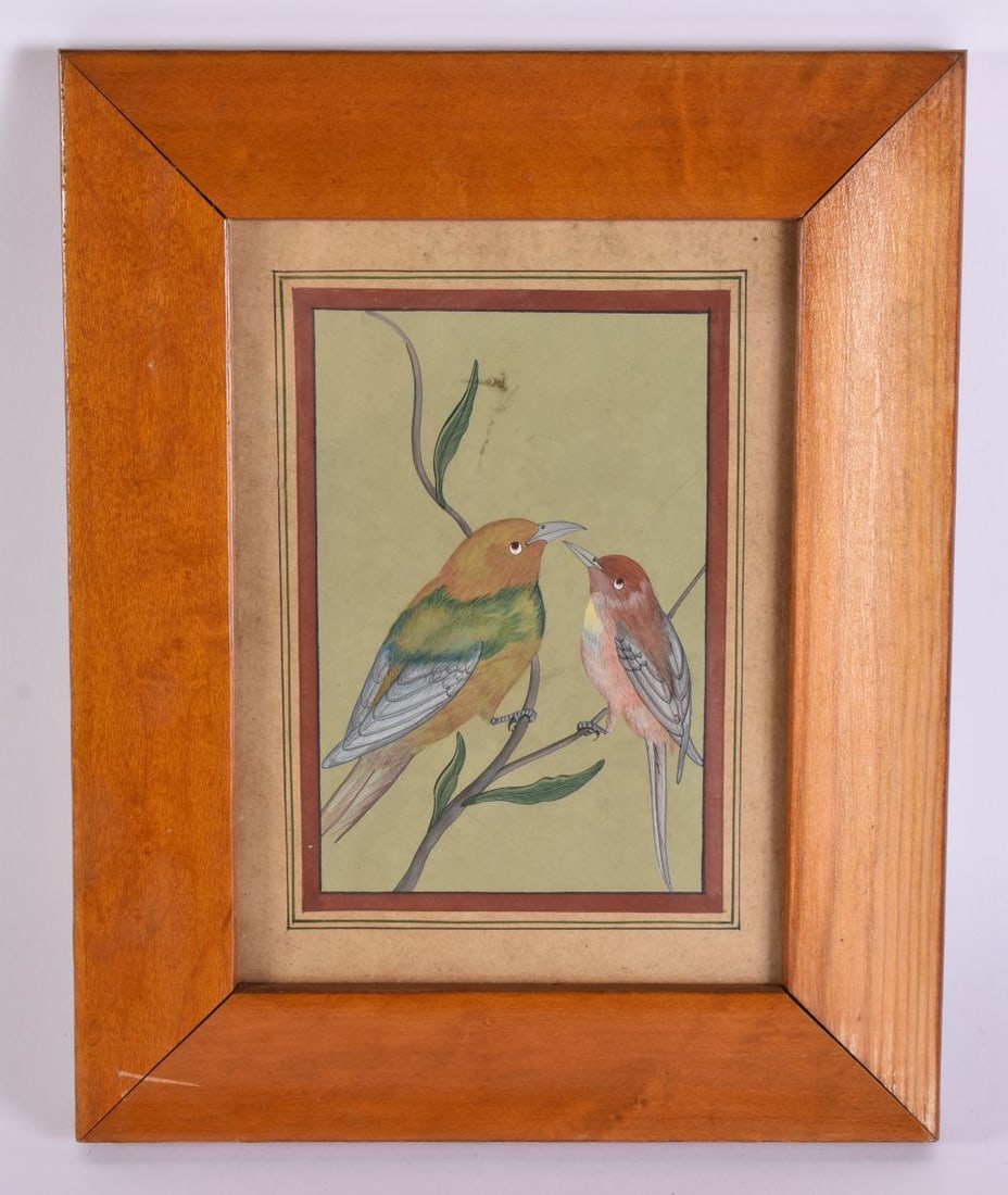 Indian School (Early 20th Century) Watercolour, Two birds. 27 cm x 20 cm, image 20 cm x 24 cm. (1 of 5)