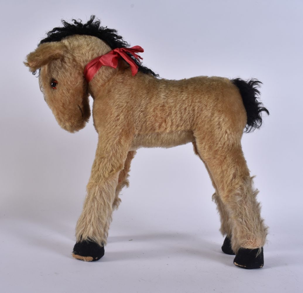 A MERRY THOUGHT PLUSH HORSE. 32 cm x 24 cm. (1 of 6)
