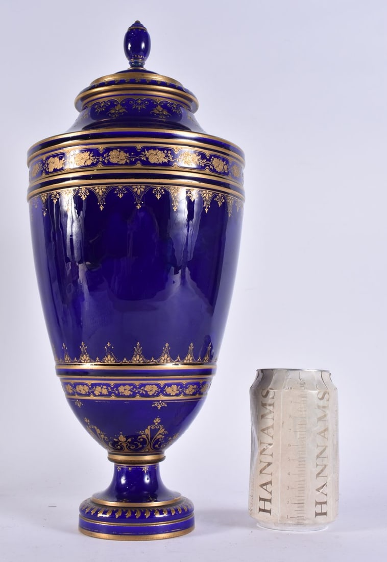 A FINE 19TH CENTURY SEVRES PORCELAIN VASE mounted in beautiful quality ormolu, with entwined floral (1 of 8)