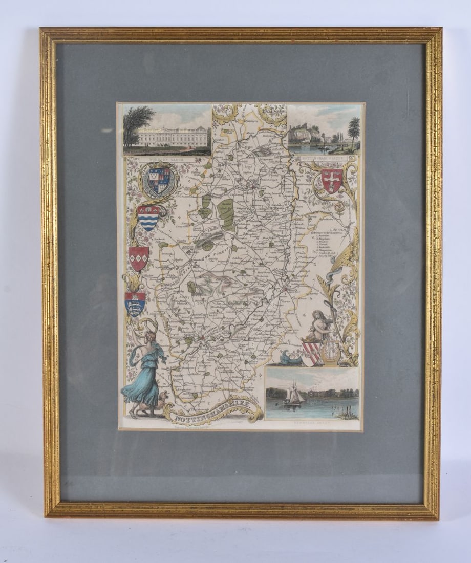 A FRAMED AND ENGRAVED MAP OF NOTTINGHAMSHIRE. 38 cm x 30 cm, image 25 cm x 19 cm.: A FRAMED AND ENGRAVED MAP OF NOTTINGHAMSHIRE. 38 cm x 30 cm, image 25 cm x 19 cm.