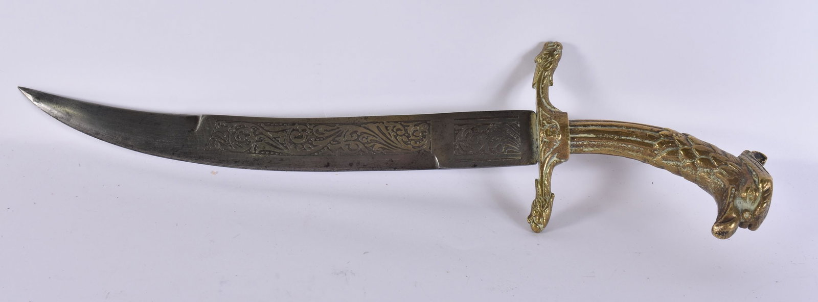 A LARGE TOLEDO BRONZE AND STEEL KNIFE. 36 cm long. We are UNABLE to offer in-House shipping on this (1 of 4)
