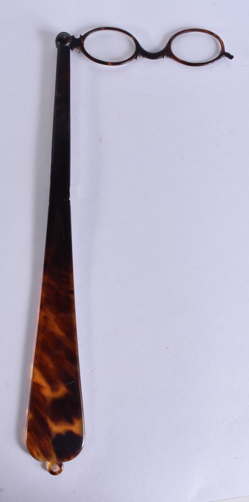 A LARGE PAIR OF TORTOISESHELL LORGNETTES. 39 cm long. (1 of 3)