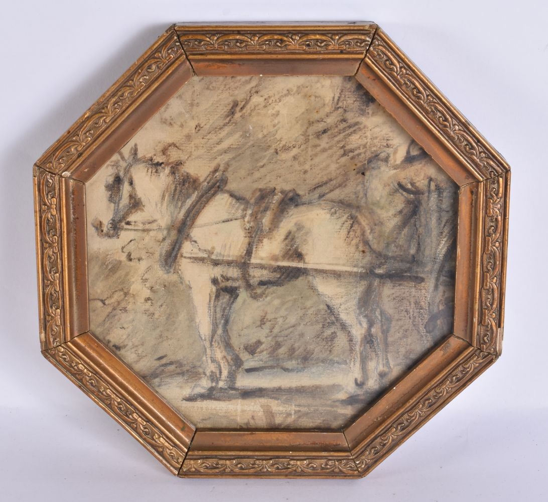 Continental School (19th Century) Watercolour and Pen wash, Horse. 21 cm x 21 cm, image 16.75 cm wid (1 of 5)