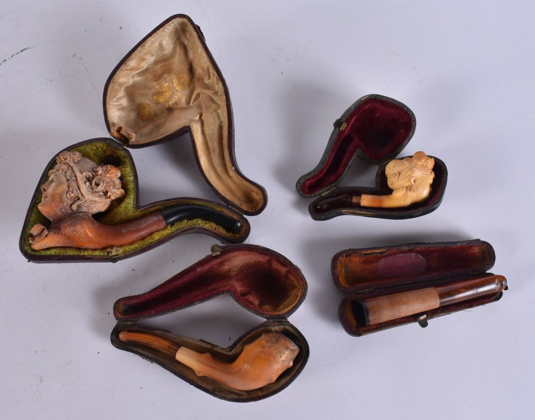Antique Meerschaum Pipe Hand Carved Boxed Lady Head Pipe Head Antique. (qty) (1 of 3)