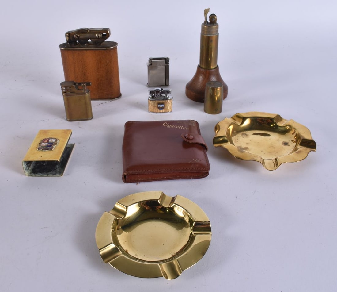 Trench Art Tobacciana Collectables Military Inc Ashtray, Lighters No Spark. (qty) (1 of 2)