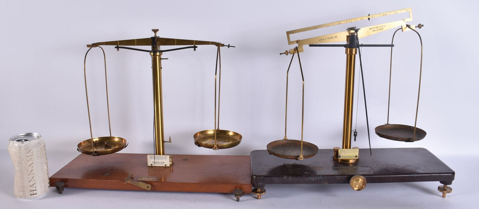 TWO PAIRS OF SCALES one with Bakelite base. 38 cm x 22 cm. (2) (1 of 6)