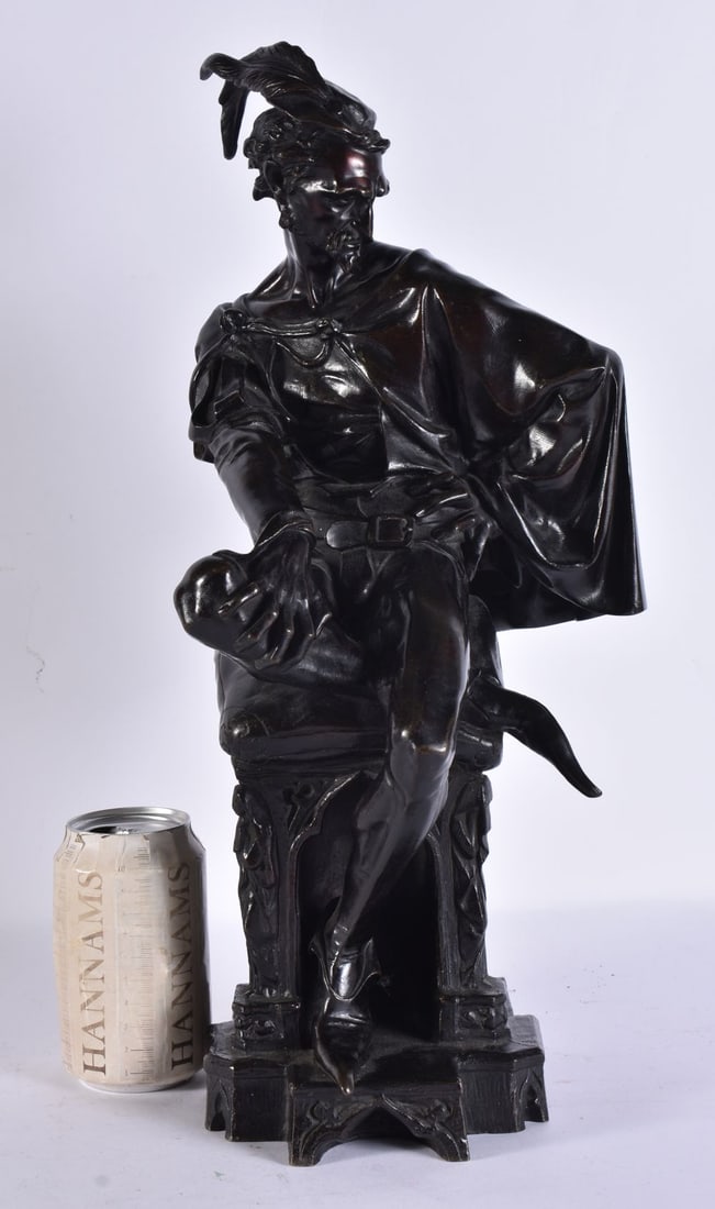 European School (19th Century) Bronze, Theatrical male. 43.5 cm high. (1 of 4)