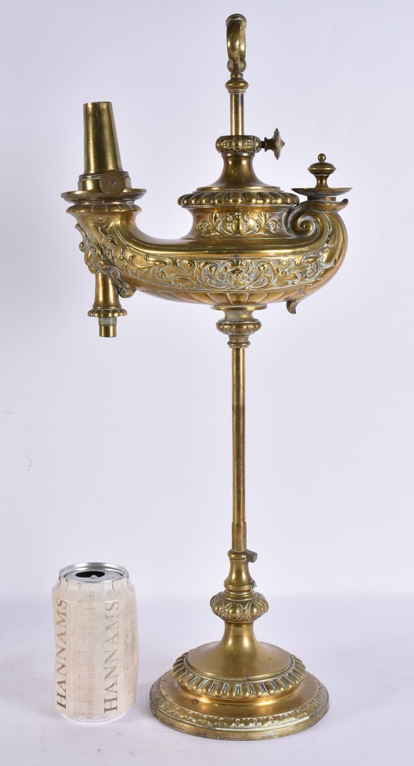 A LARGE VICTORIAN GRAND TOUR BRONZE GENIE LAMP. 52 cm high.: A LARGE VICTORIAN GRAND TOUR BRONZE GENIE LAMP. 52 cm high.