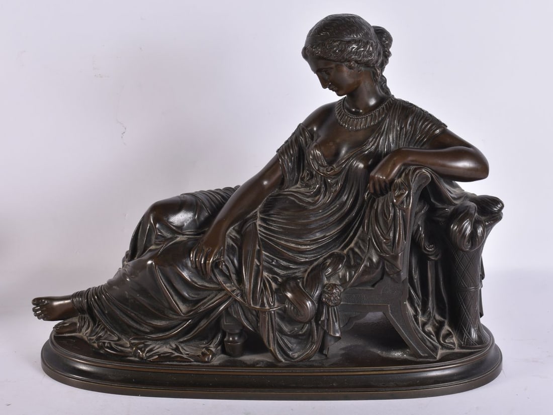 French School (19th Century) Bronze, Reclining female. 36 cm x 30 cm.: French School (19th Century) Bronze, Reclining female. 36 cm x 30 cm.