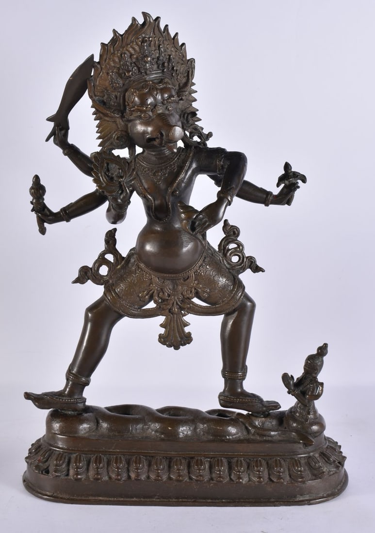 A LARGE 19TH CENTURY INDIAN TIBETAN BRONZE FIGURE OF A DEITY. 45 cm x 25 cm. (1 of 6)