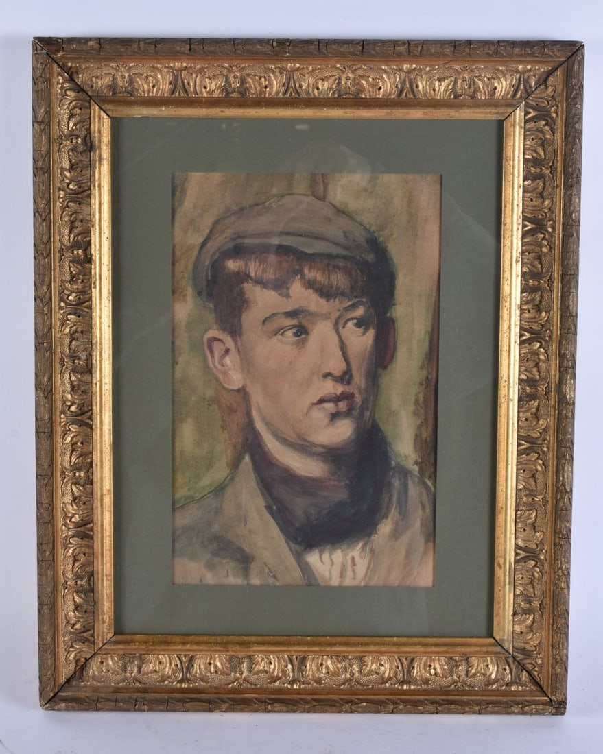English School (Early 20th Century) Watercolour, Male portrait. 45 cm x 32 cm, image 27.5 cm x 17.5 (1 of 5)