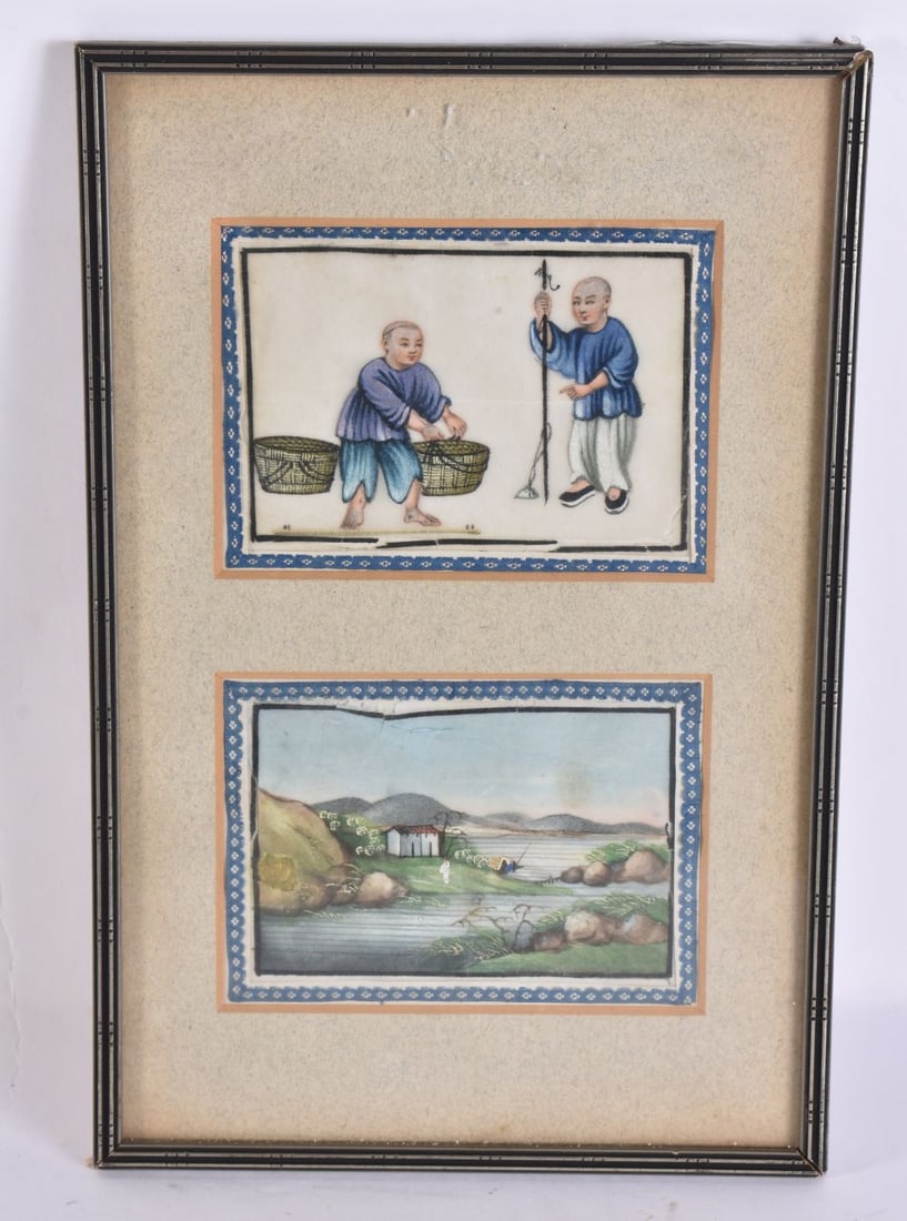 Chinese School (19th Century) Pith painting. Each pith 11 cm x 7 cm. (1 of 8)