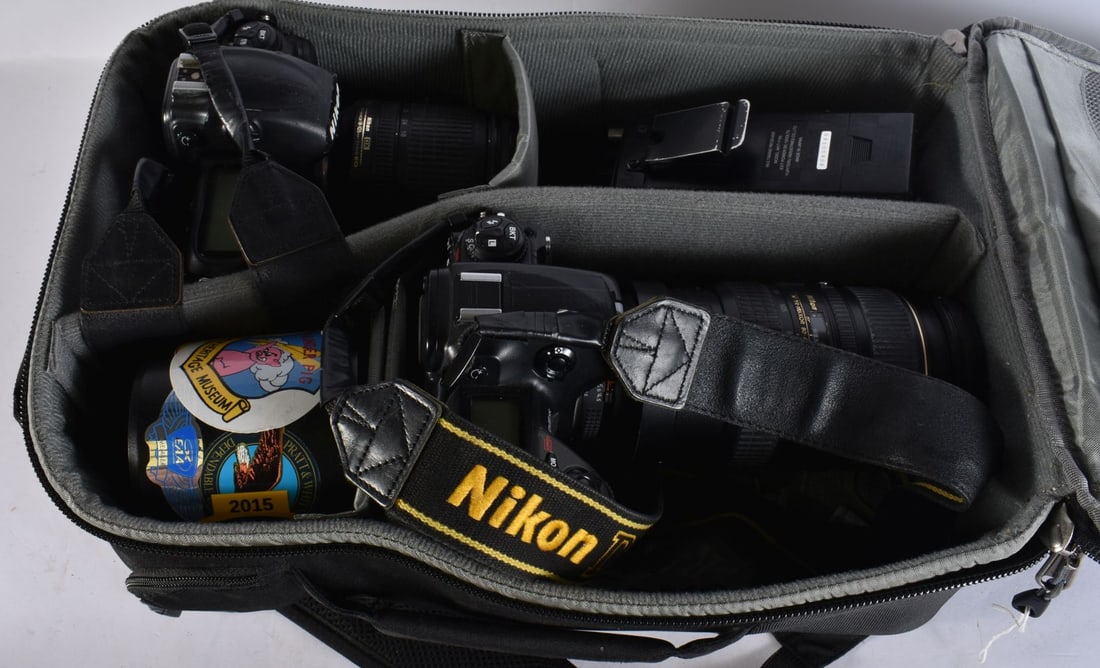 TWO NIKON CAMERAS together with accessories in a case, Nikon D2X & Nikon D3X. (qty) (1 of 12)
