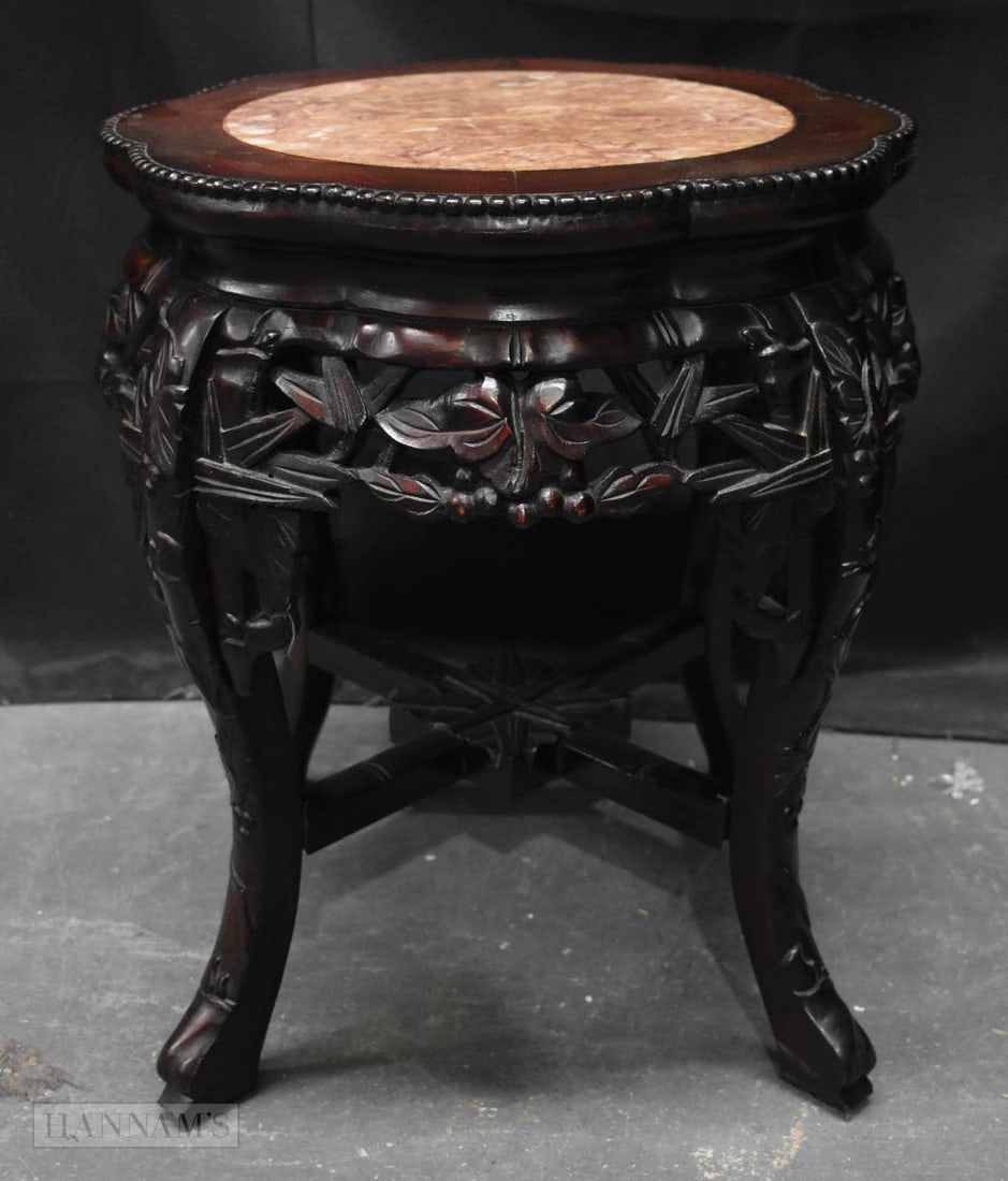 A SMALL 19TH CENTURY CHINESE HARDWOOD MARBLE INSET TABLE. 48 cm x 40 cm. (1 of 7)