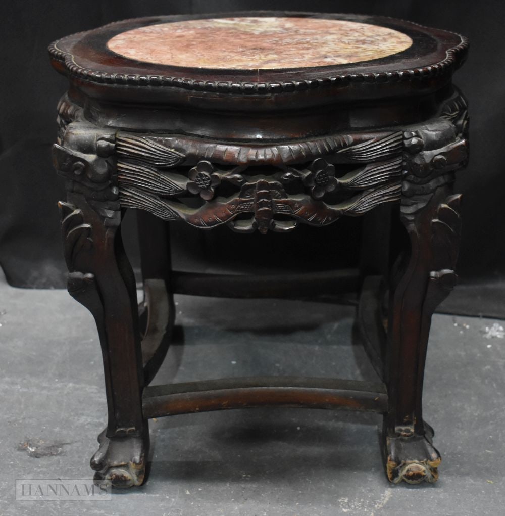 A SMALL 19TH CENTURY CHINESE HARDWOOD MARBLE INSET TABLE. 48 cm x 40 cm. (1 of 6)