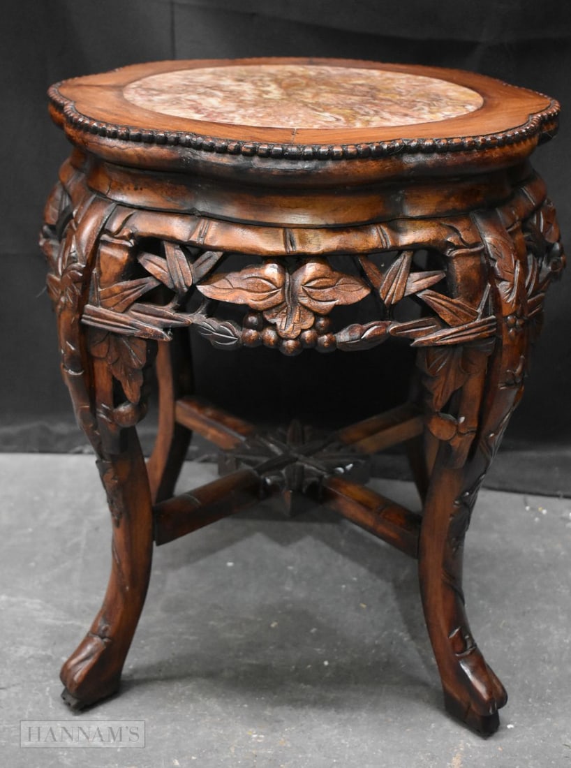 A SMALL 19TH CENTURY CHINESE HARDWOOD MARBLE INSET TABLE. 48 cm x 40 cm. (1 of 6)