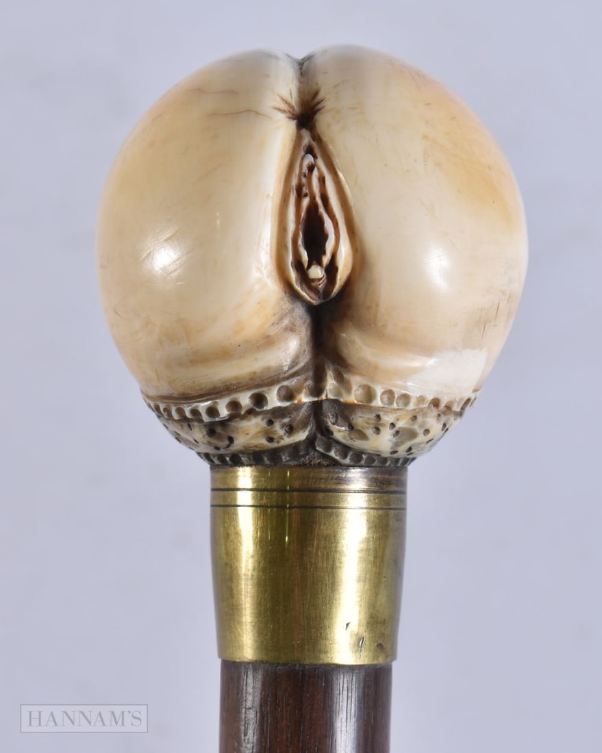 A RARE VICTORIAN EROTIC WALKING CANE. 87 cm long. (1 of 6)