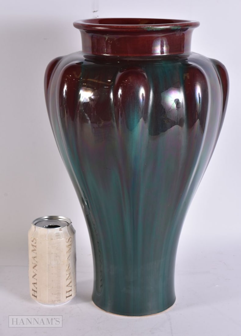 AN ART NOUVEAU FRENCH VASE by Eugene Baudin. 39 cm x 18 cm. (1 of 5)