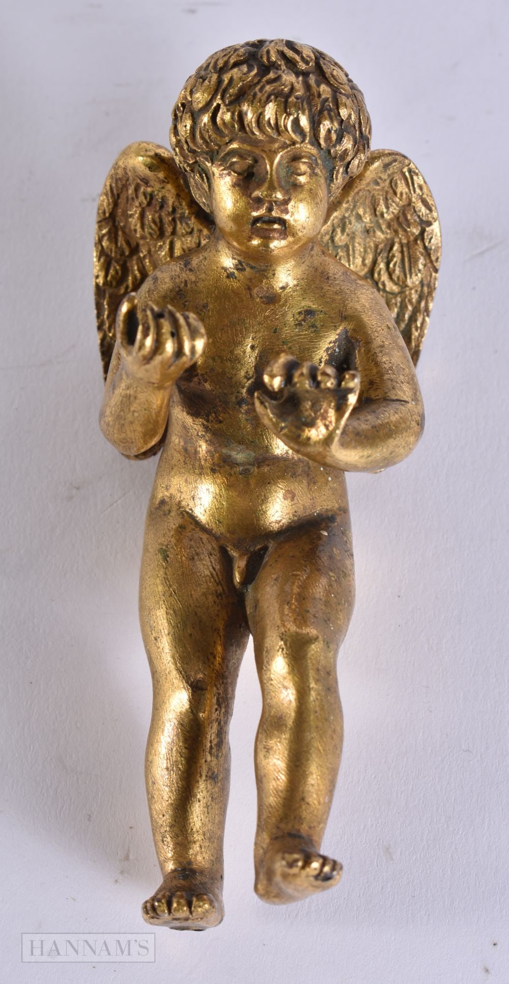 A FINE 18TH CENTURY EUROPEAN GILT BRONZE FIGURE OF A PUTTI with beautifully chiselled features. 12 c (1 of 5)