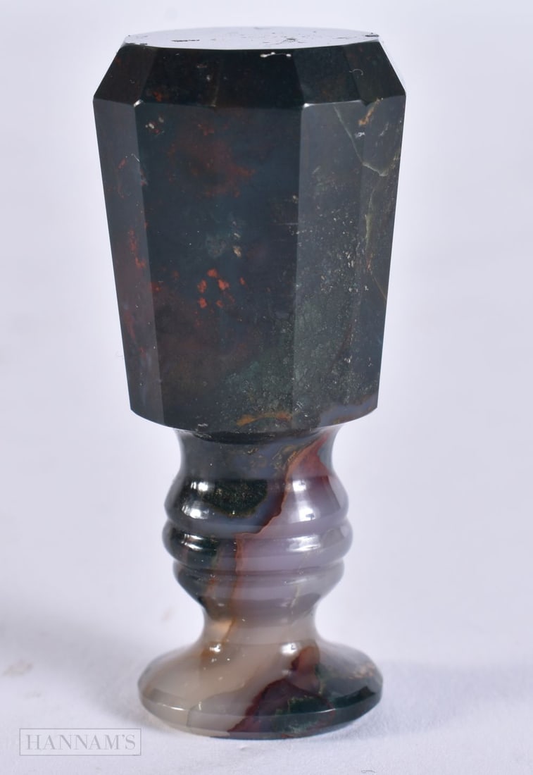 A VICTORIAN MOSS AGATE SEAL. 5 cm high. (1 of 5)